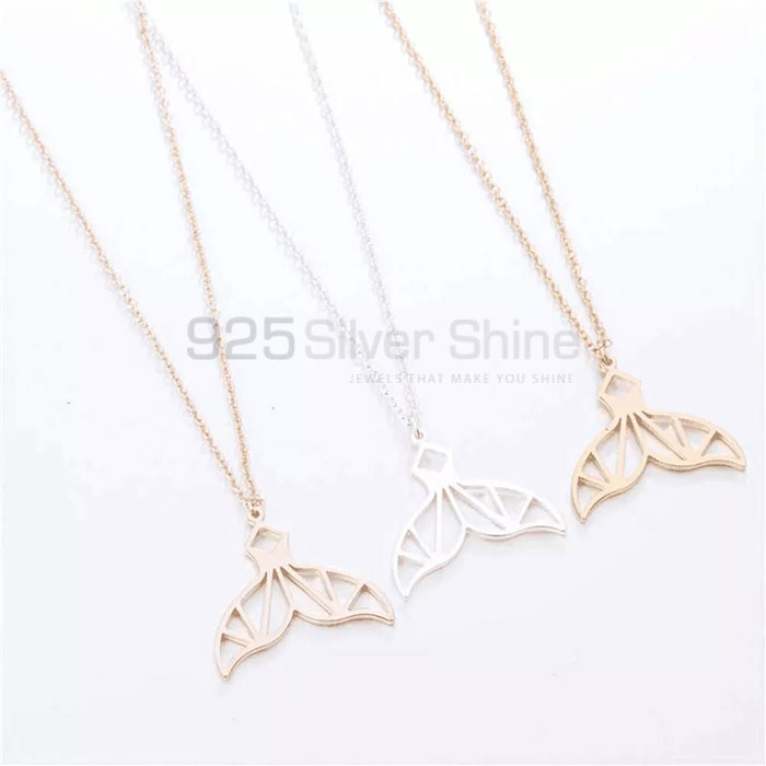 Whale Tail Necklace, Wholesale Animal Minimalist Necklace In 925 Sterling Silver AMN157_1