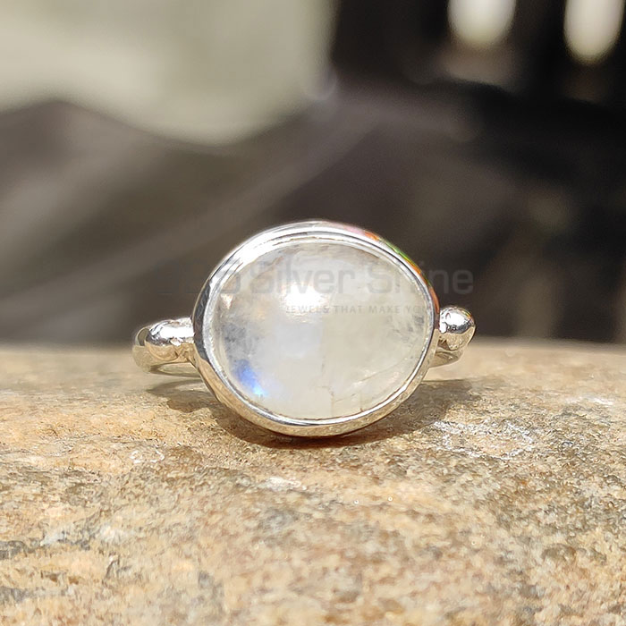 White Rainbow Moonstone Ring In 925 Solid Silver Jewelry SSR62