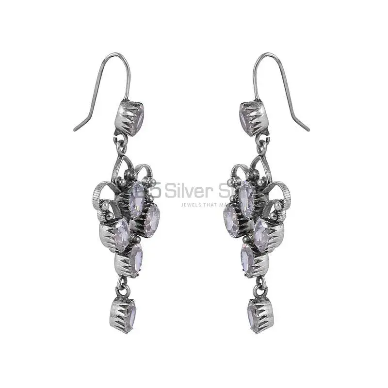 White Topaz Gemstone Earring In 925 Solid Silver Jewelry 925SE04_0