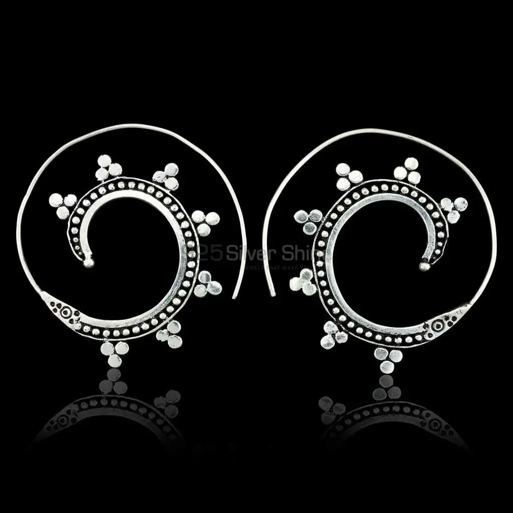925 Silver Earrings In Spiral Silver Earrings 925ME118