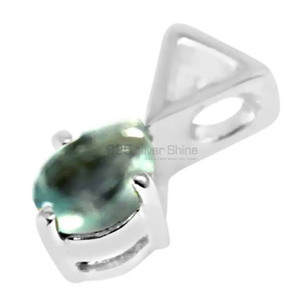 925 Solid Silver Pendants In Blue Topaz Gemstone Jewelry 925SP249-1_0
