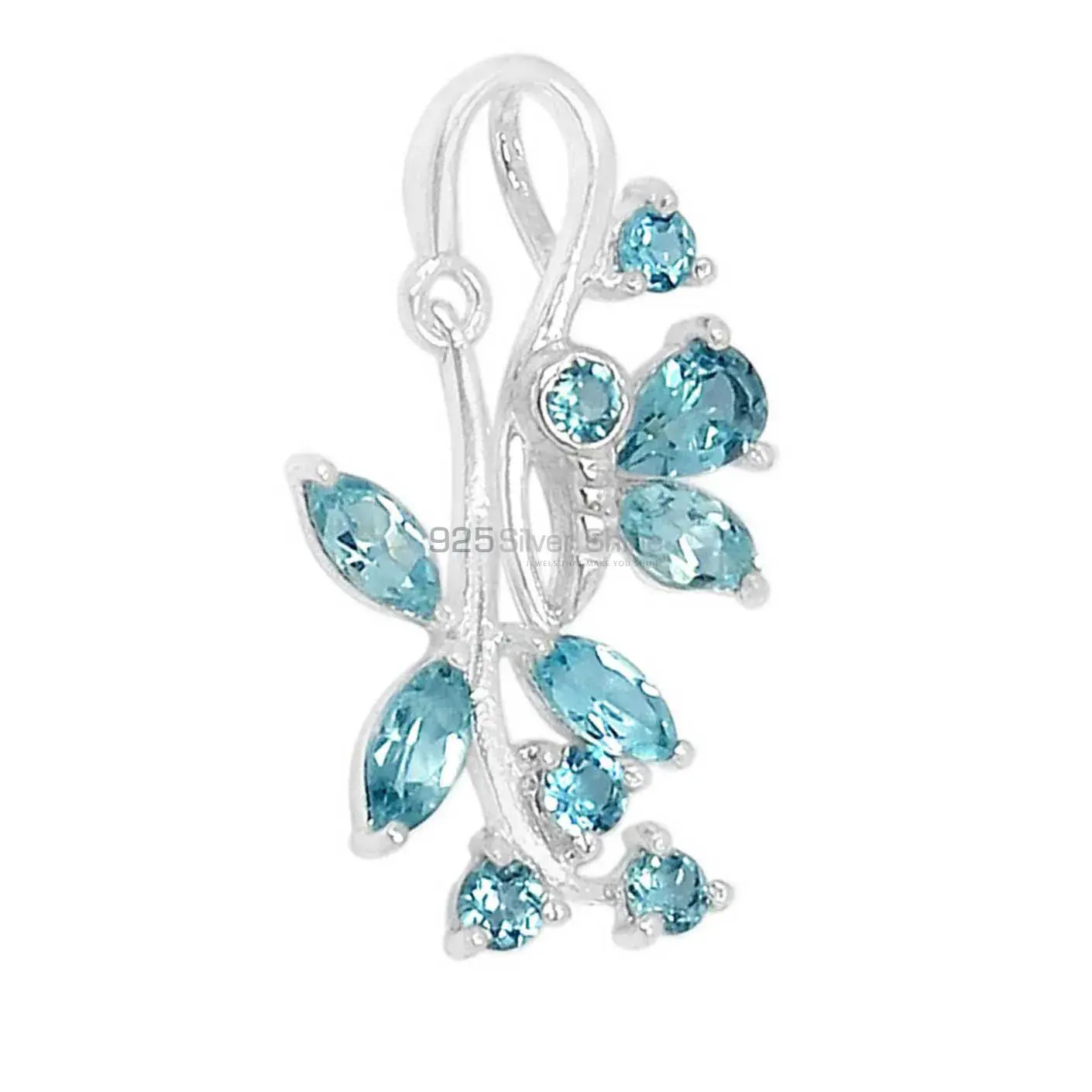 Wholesale 925 Solid Silver Pendants Exporters In Blue Topaz Gemstone Jewelry 925SSP328-1_0