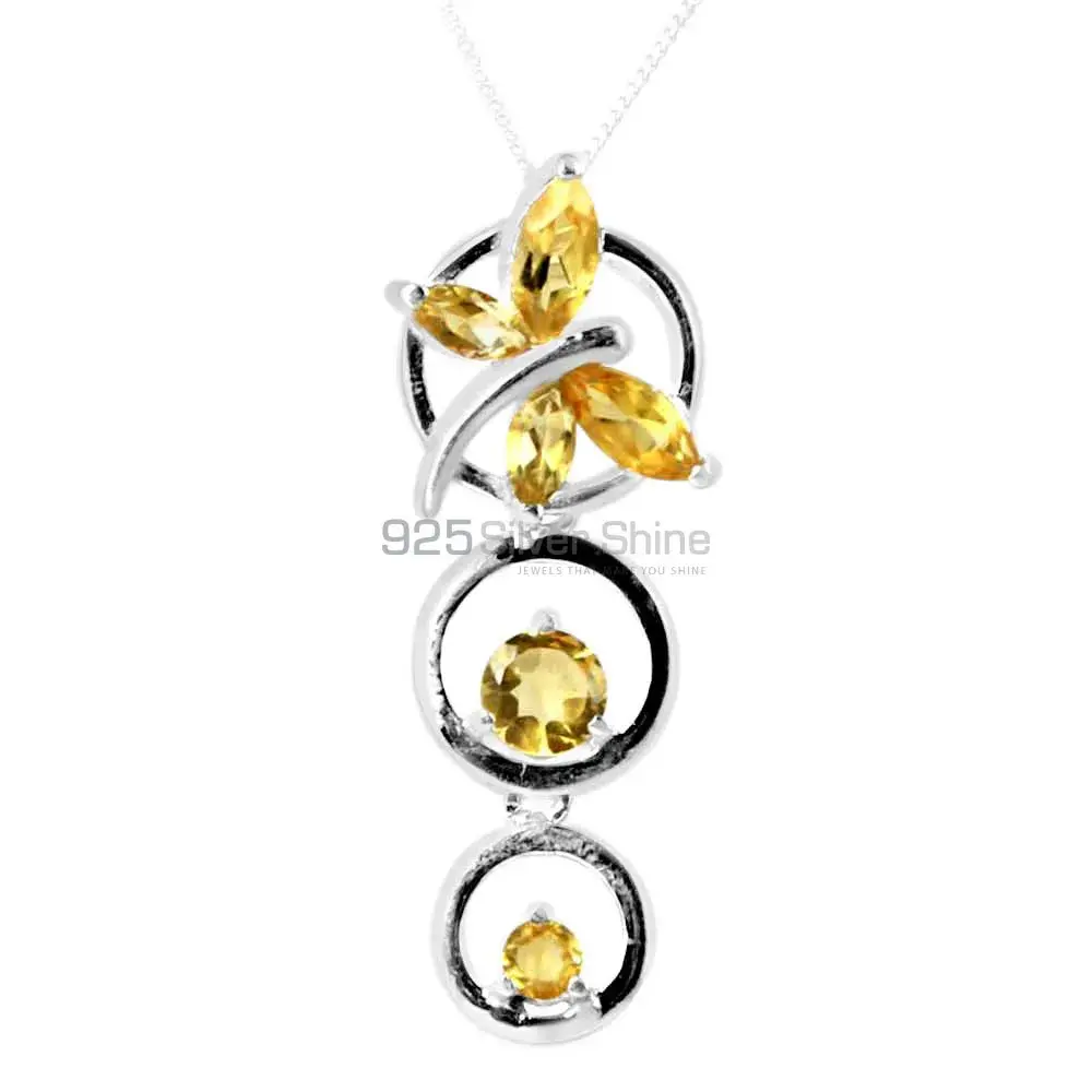 925 Solid Silver Pendants In Citrine Gemstone Jewelry 925SP240-5_0