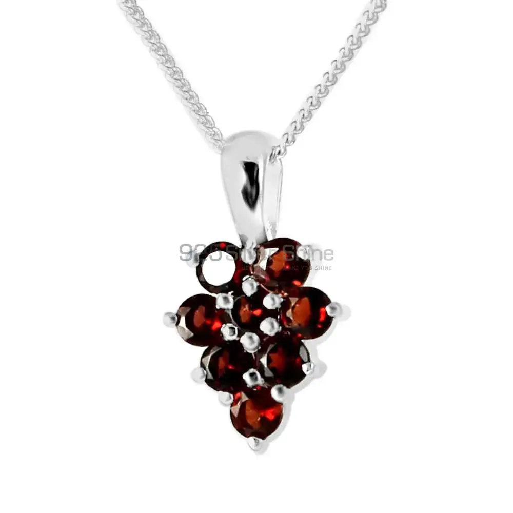 Wholesale 925 Solid Silver Pendants Exporters In Garnet Gemstone Jewelry 925SP208-4