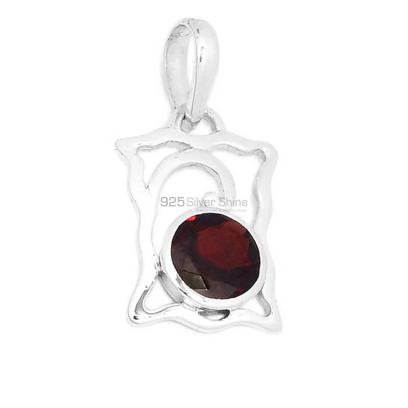 Wholesale 925 Solid Silver Pendants Exporters In Garnet Gemstone Jewelry 925SP281-3_1