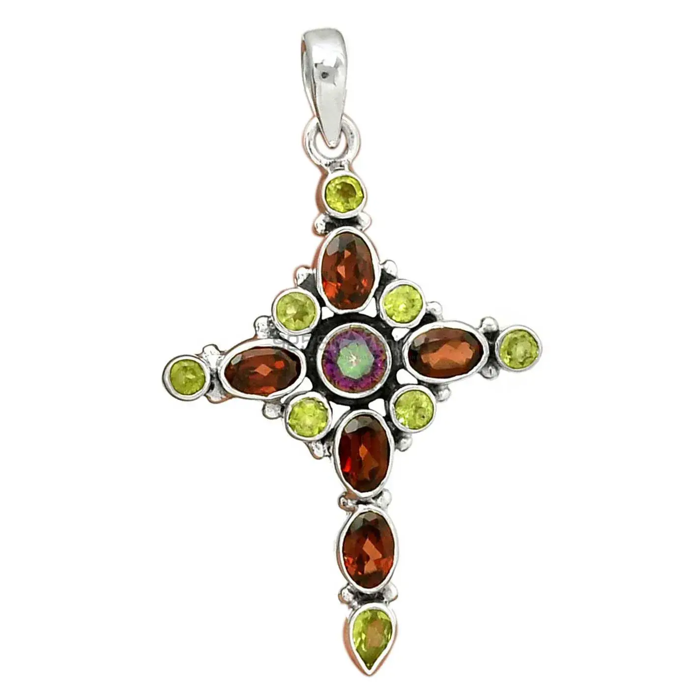 925 Solid Silver Pendants In Multi Gemstone Jewelry 925SP077-2_2