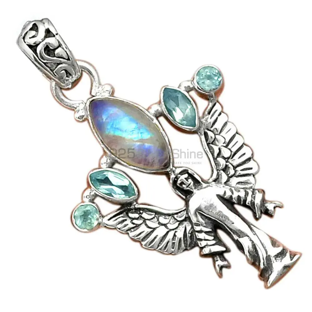 925 Solid Silver Pendants In Multi Gemstone Jewelry 925SP089-2_0