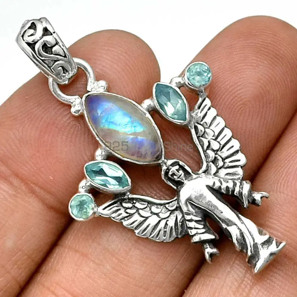 Wholesale 925 Solid Silver Pendants Exporters In Multi Gemstone Jewelry 925SP089-2_0