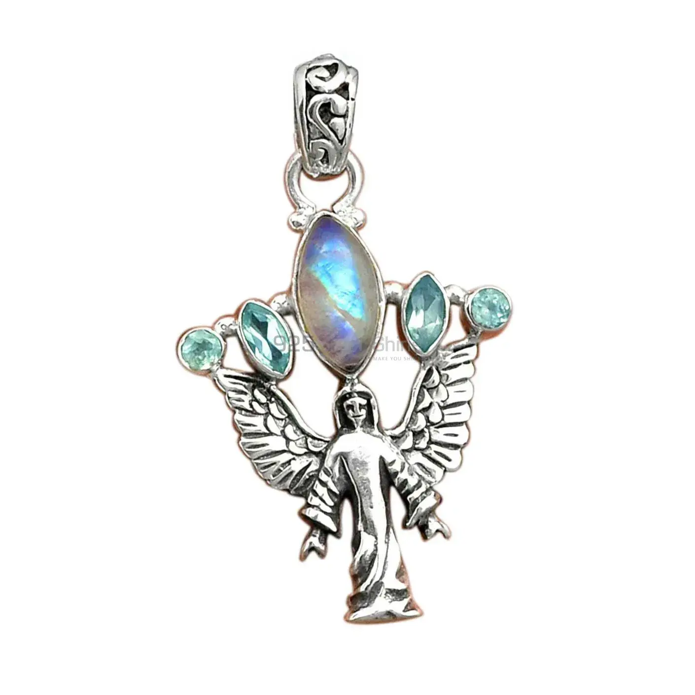 925 Solid Silver Pendants In Multi Gemstone Jewelry 925SP089-2_2