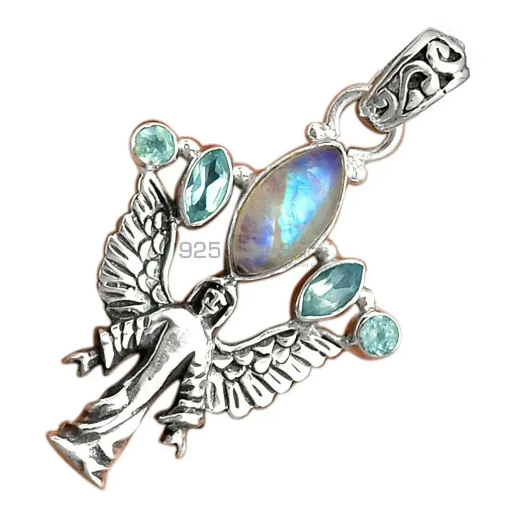 925 Solid Silver Pendants In Multi Gemstone Jewelry 925SP089-2_3