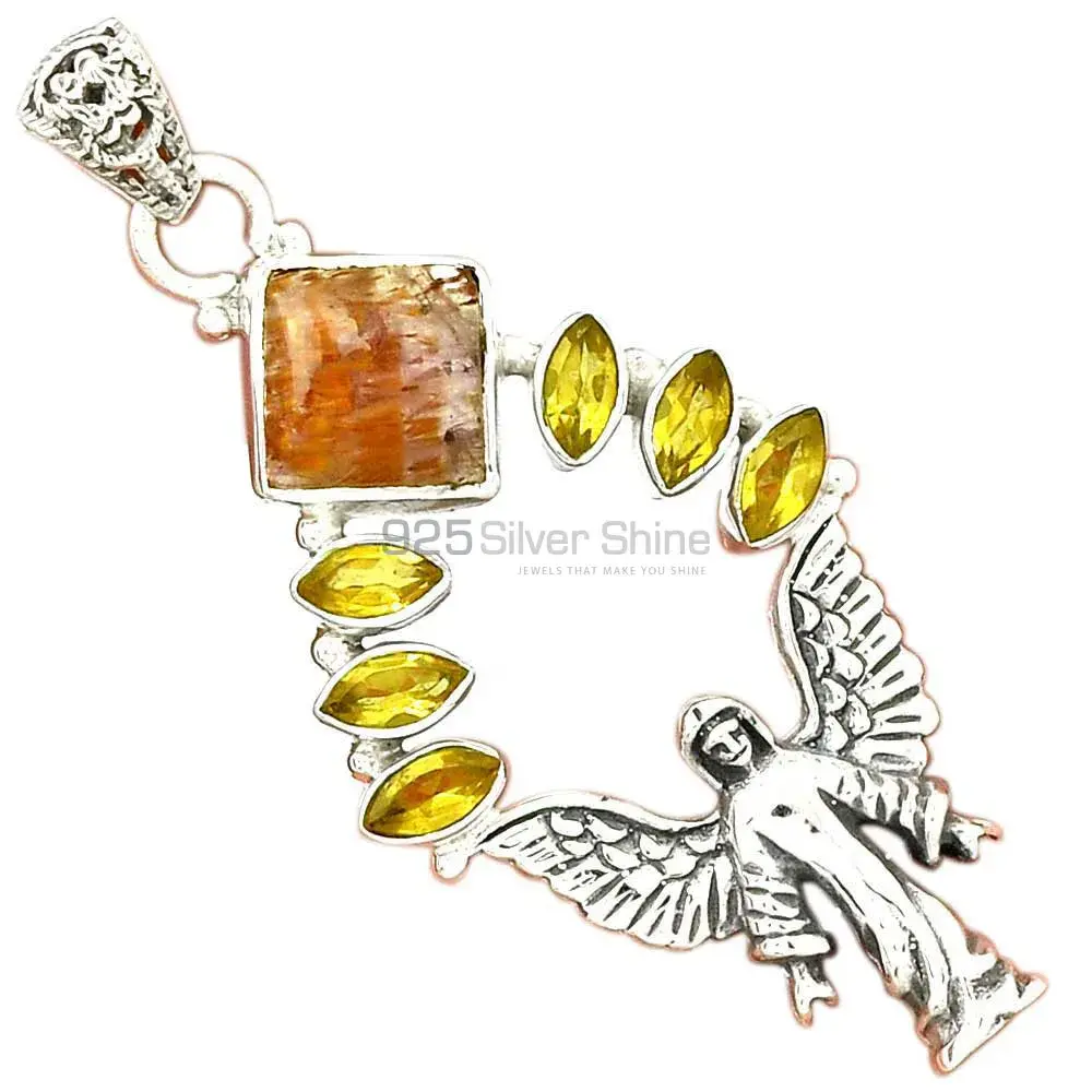 925 Solid Silver Pendants In Multi Gemstone Jewelry 925SP51-6
