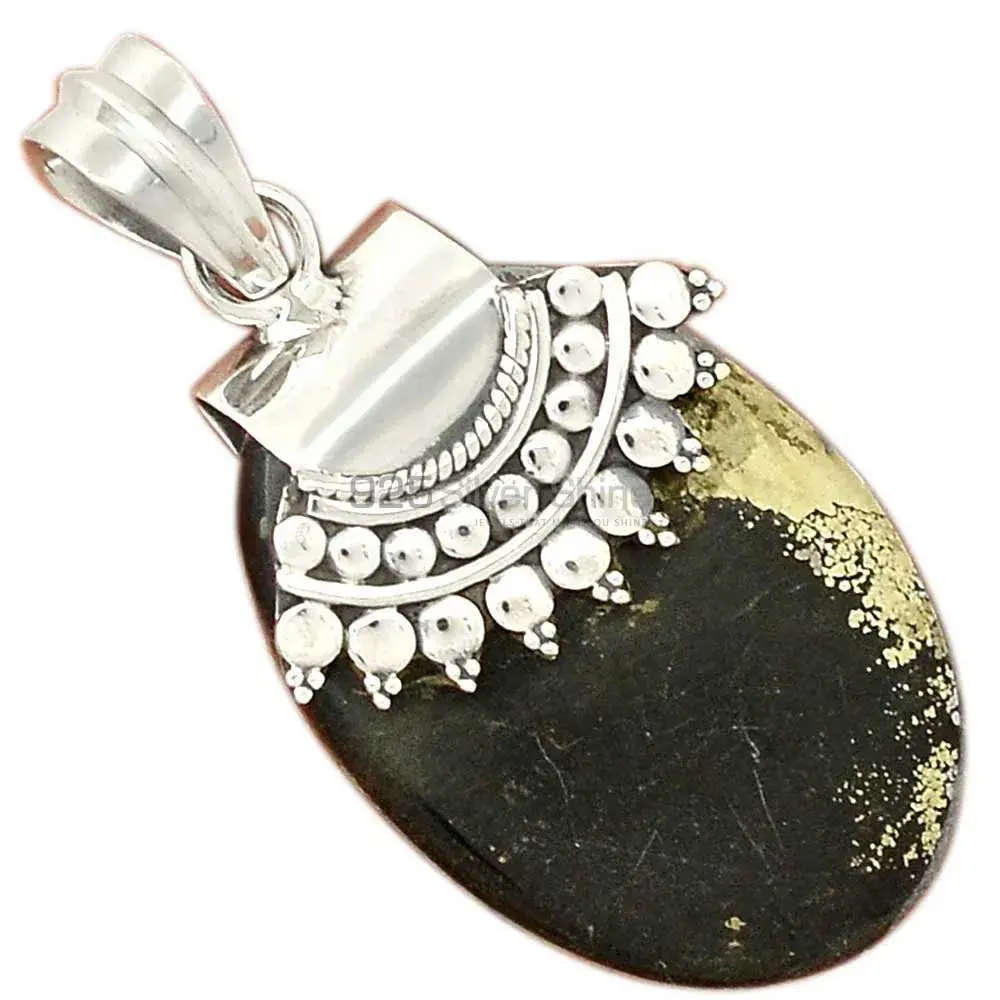 Wholesale 925 Solid Silver Pendants Exporters In Pyrite In Magnetite Gemstone Jewelry 925SP66-4