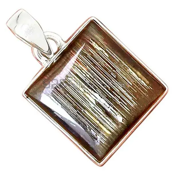 925 Solid Silver Pendants In Silver Sheen Obsidian Gemstone Jewelry 925SP164_0