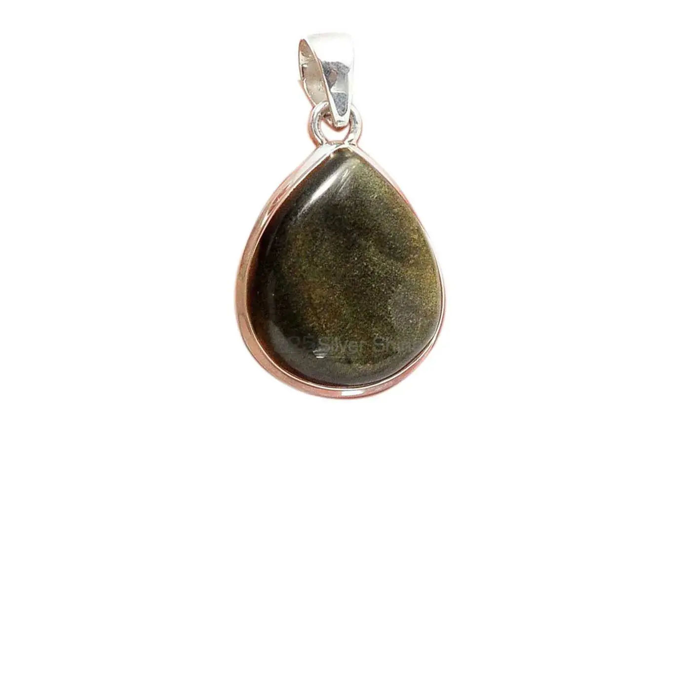 925 Solid Silver Pendants In Silver Sheen Obsidian Gemstone Jewelry 925SP164_13