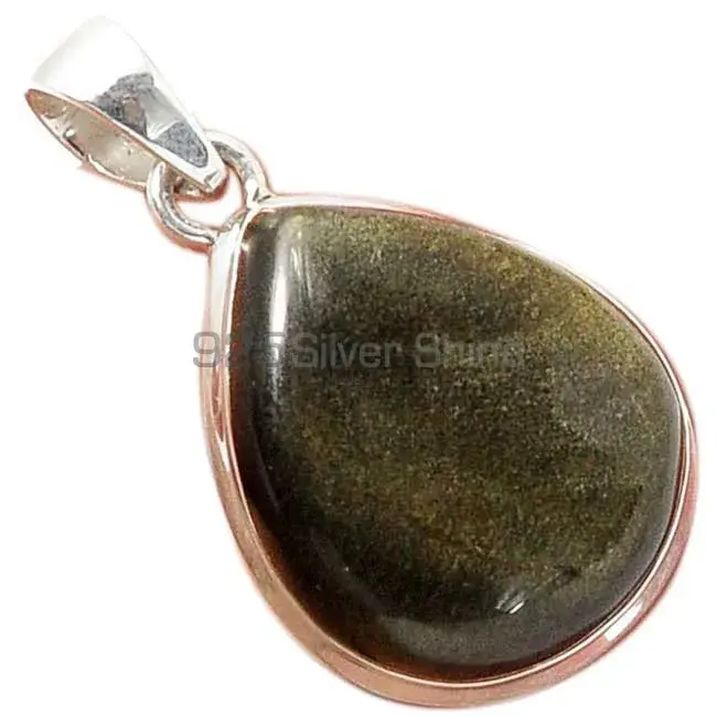 925 Solid Silver Pendants In Silver Sheen Obsidian Gemstone Jewelry 925SP164_15