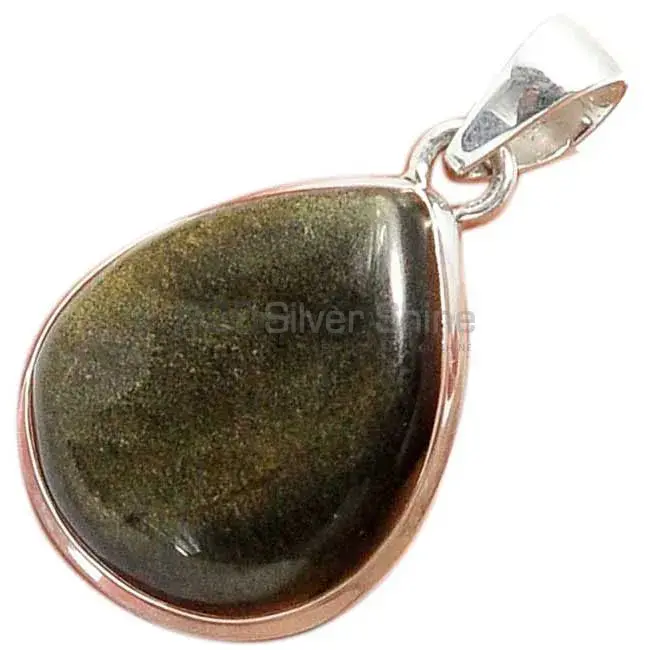 Wholesale 925 Solid Silver Pendants Exporters In Silver Sheen Obsidian Gemstone Jewelry 925SP164_15