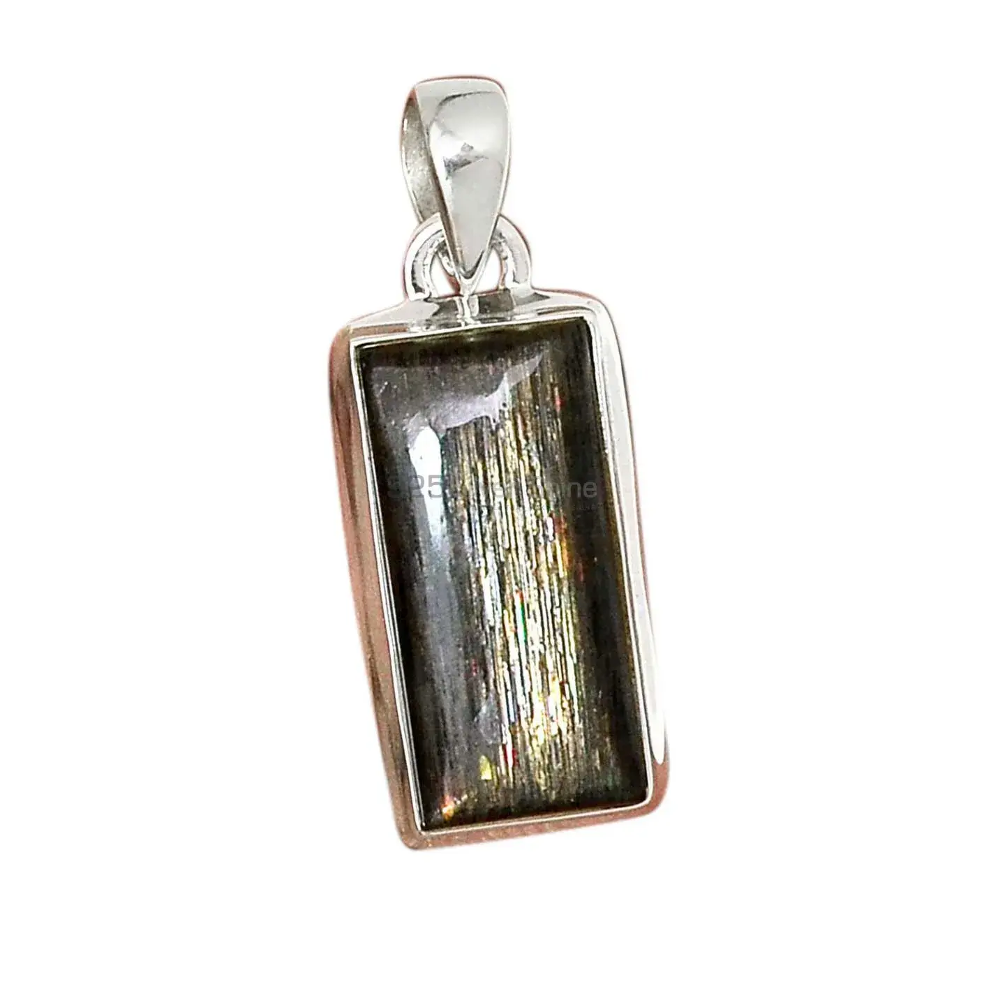 925 Solid Silver Pendants In Silver Sheen Obsidian Gemstone Jewelry 925SP164_17