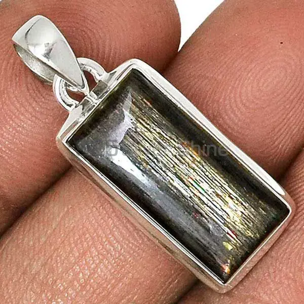 Wholesale 925 Solid Silver Pendants Exporters In Silver Sheen Obsidian Gemstone Jewelry 925SP164_17