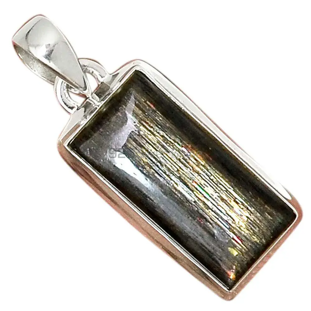 925 Solid Silver Pendants In Silver Sheen Obsidian Gemstone Jewelry 925SP164_19