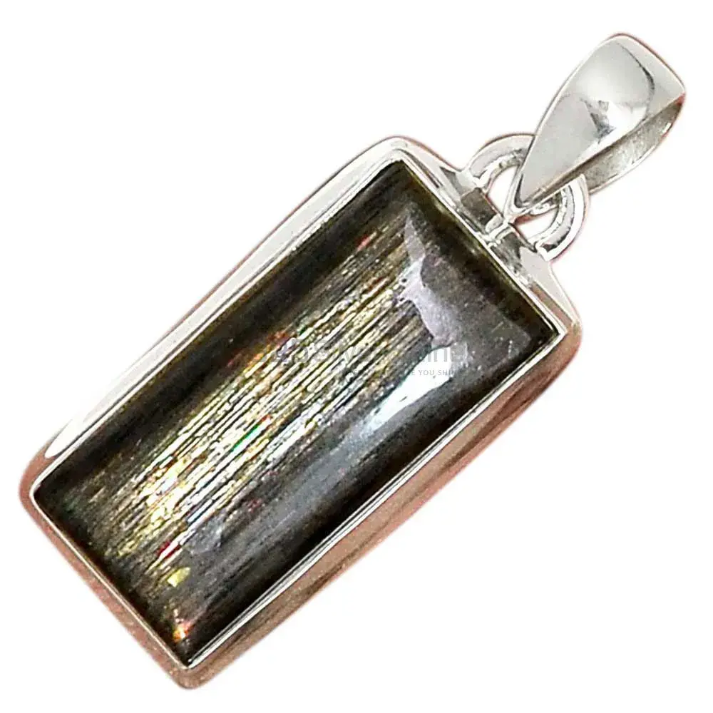925 Solid Silver Pendants In Silver Sheen Obsidian Gemstone Jewelry 925SP164_20