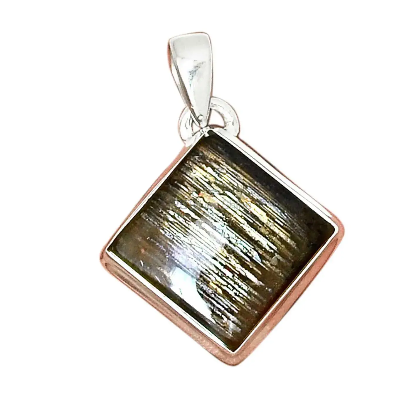 925 Solid Silver Pendants In Silver Sheen Obsidian Gemstone Jewelry 925SP164_5