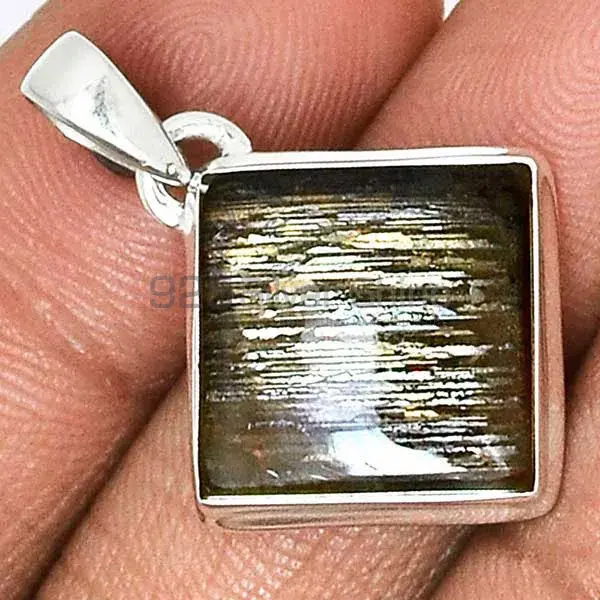 Wholesale 925 Solid Silver Pendants Exporters In Silver Sheen Obsidian Gemstone Jewelry 925SP164_5