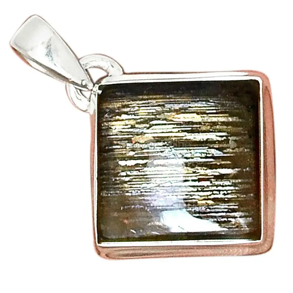 925 Solid Silver Pendants In Silver Sheen Obsidian Gemstone Jewelry 925SP164_7