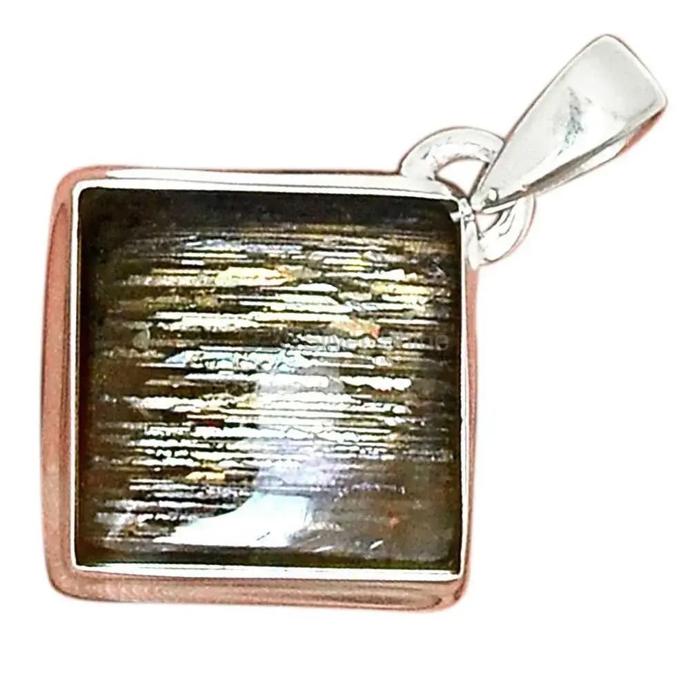 925 Solid Silver Pendants In Silver Sheen Obsidian Gemstone Jewelry 925SP164_8