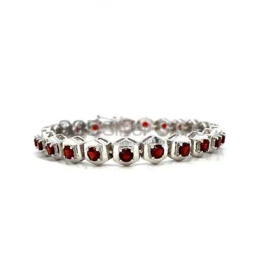 925 Solid Silver Tennis Bracelets In Garnet Gemstone Jewelry 925SB223