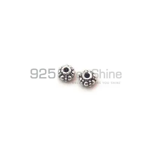 Wholesale 925 Sterling Silver 3.8x6.2mm Round Carved Beads. Sold Per Package of 10-925SCB101