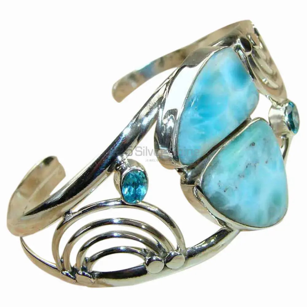 925 Sterling Silver Cuff Bangles In Larimar Gemstone 925SSB124