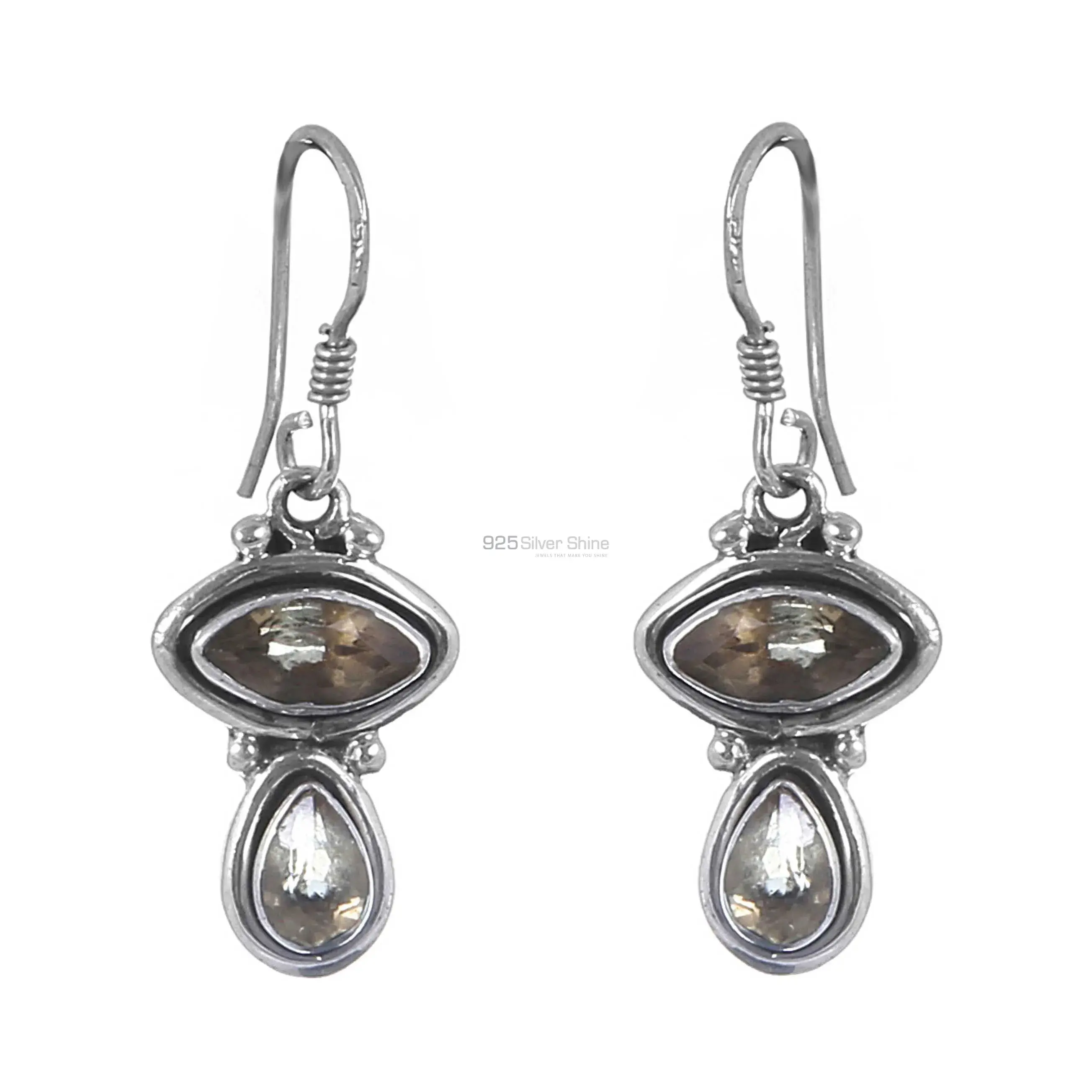 925 Sterling Silver Earrings In Citrine Gemstone 925SE156_0