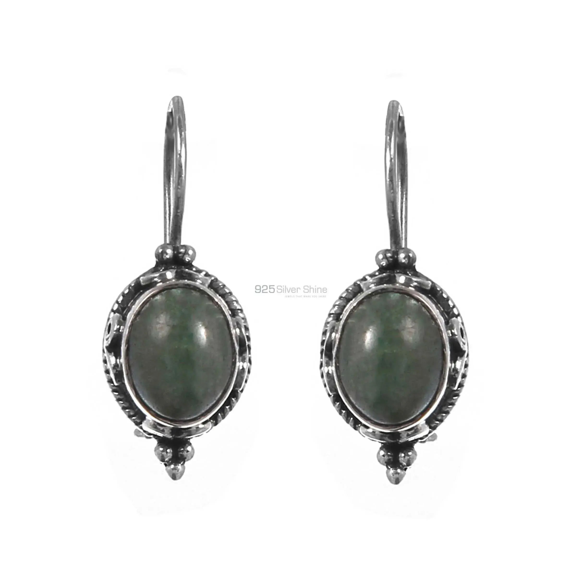 Wholesale 925 Sterling Silver Earrings In Genuine Aventurine Gemstone 925SE240