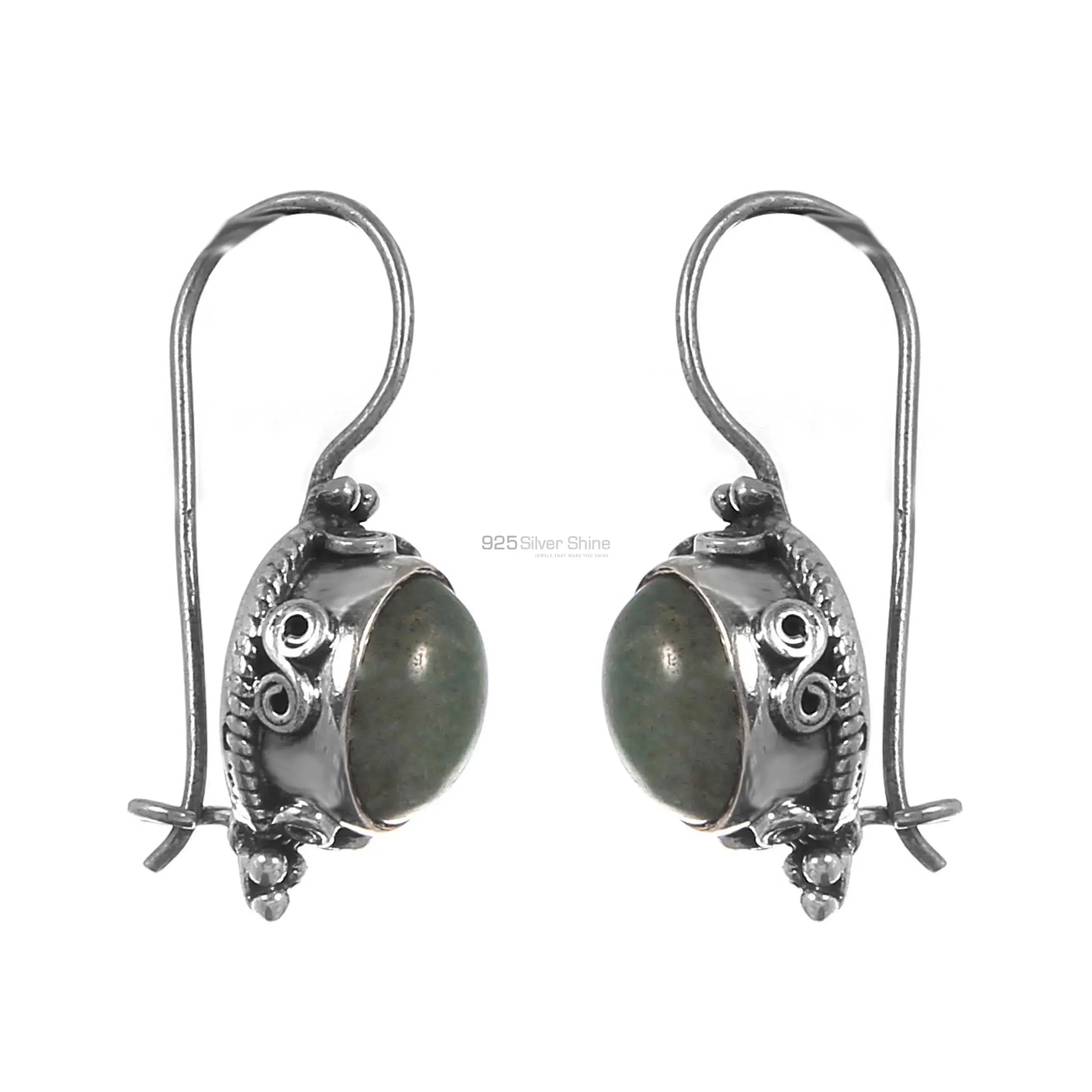 Wholesale 925 Sterling Silver Earrings In Genuine Aventurine Gemstone 925SE240_0