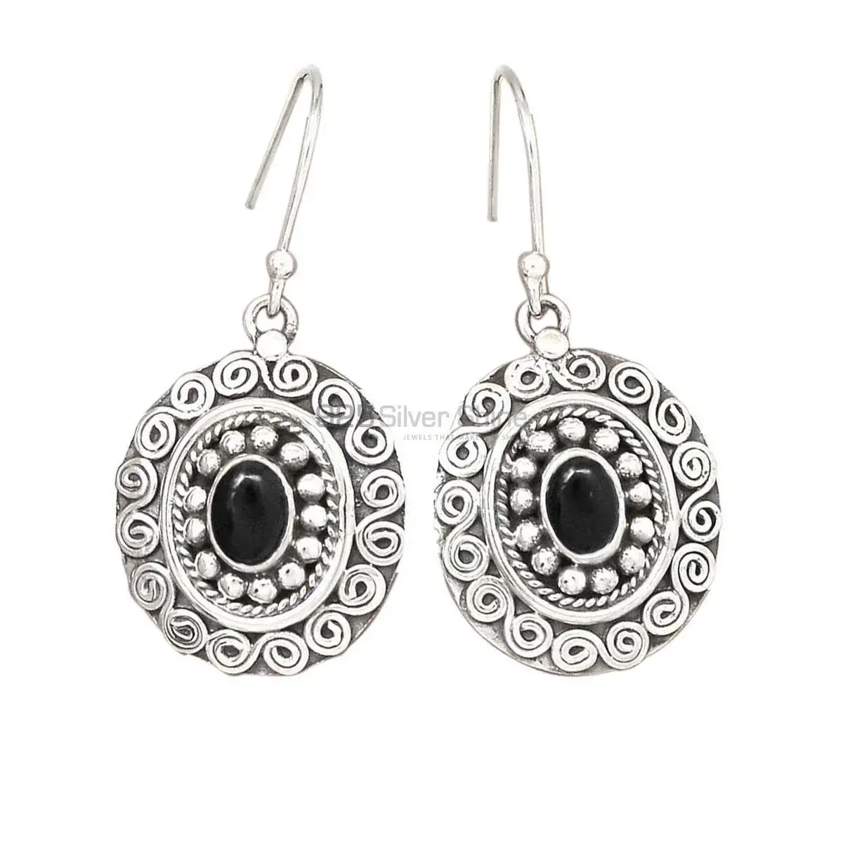 925 Sterling Silver Earrings In Genuine Black Onyx Gemstone 925SE2984_0
