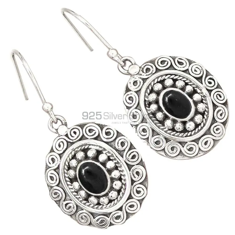 925 Sterling Silver Earrings In Genuine Black Onyx Gemstone 925SE2984_2