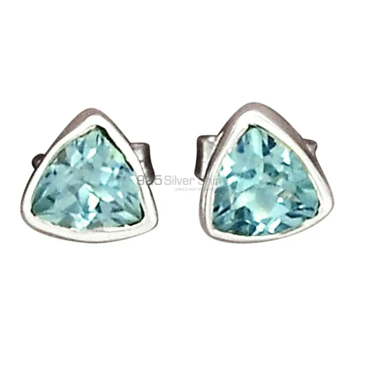 925 Sterling Silver Earrings In Genuine Blue Topaz Gemstone 925SE2761_0