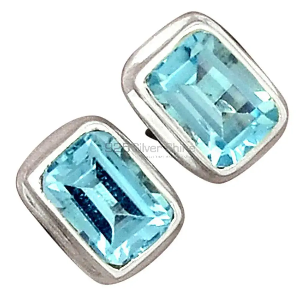 925 Sterling Silver Earrings In Genuine Blue Topaz Gemstone 925SE2761_10