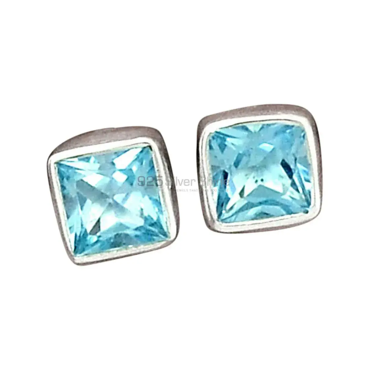 925 Sterling Silver Earrings In Genuine Blue Topaz Gemstone 925SE2761_11