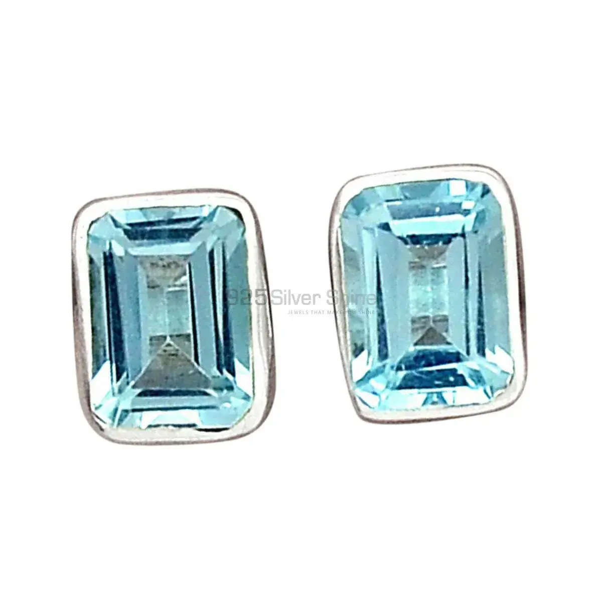Wholesale 925 Sterling Silver Earrings In Genuine Blue Topaz Gemstone 925SE2761_2