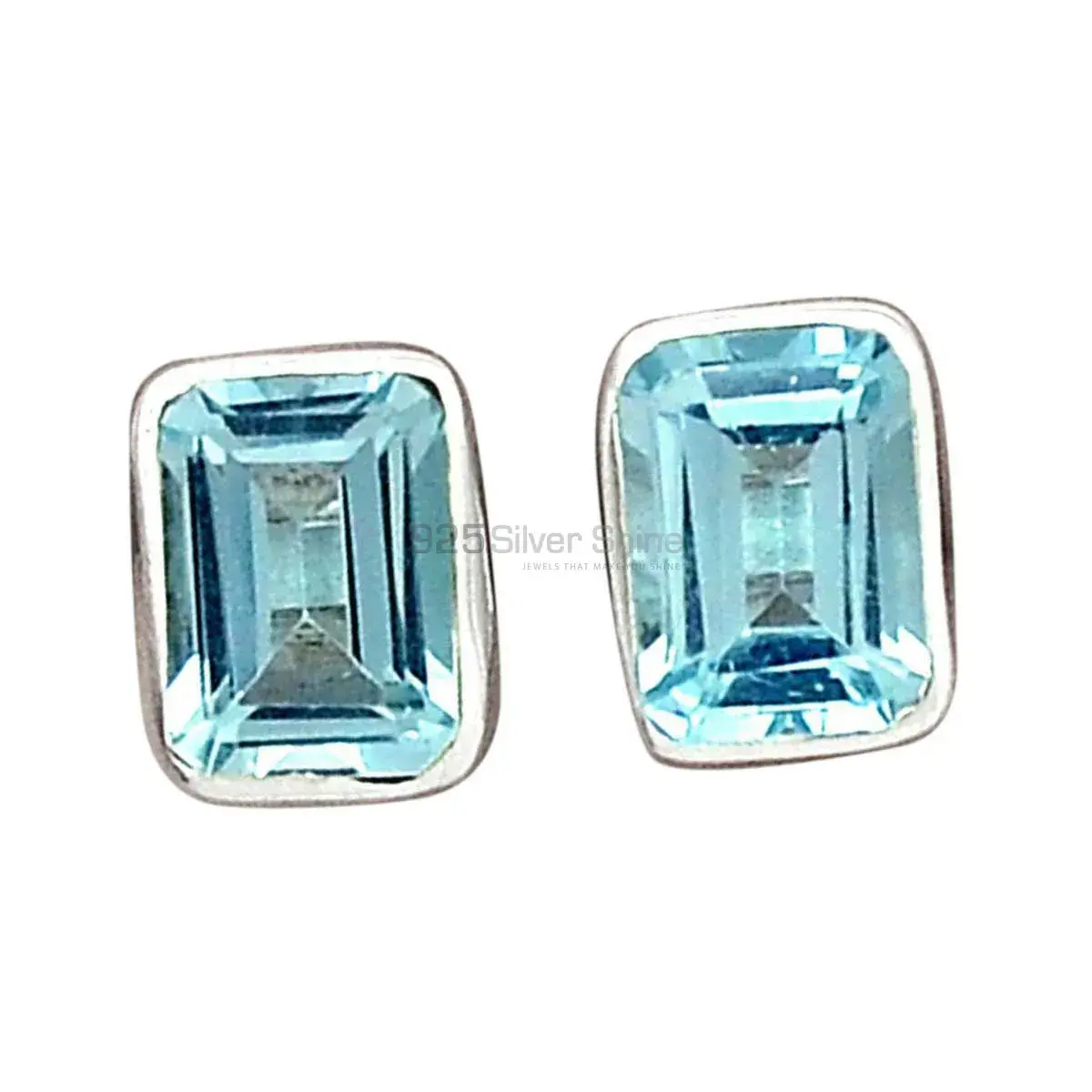925 Sterling Silver Earrings In Genuine Blue Topaz Gemstone 925SE2761_3