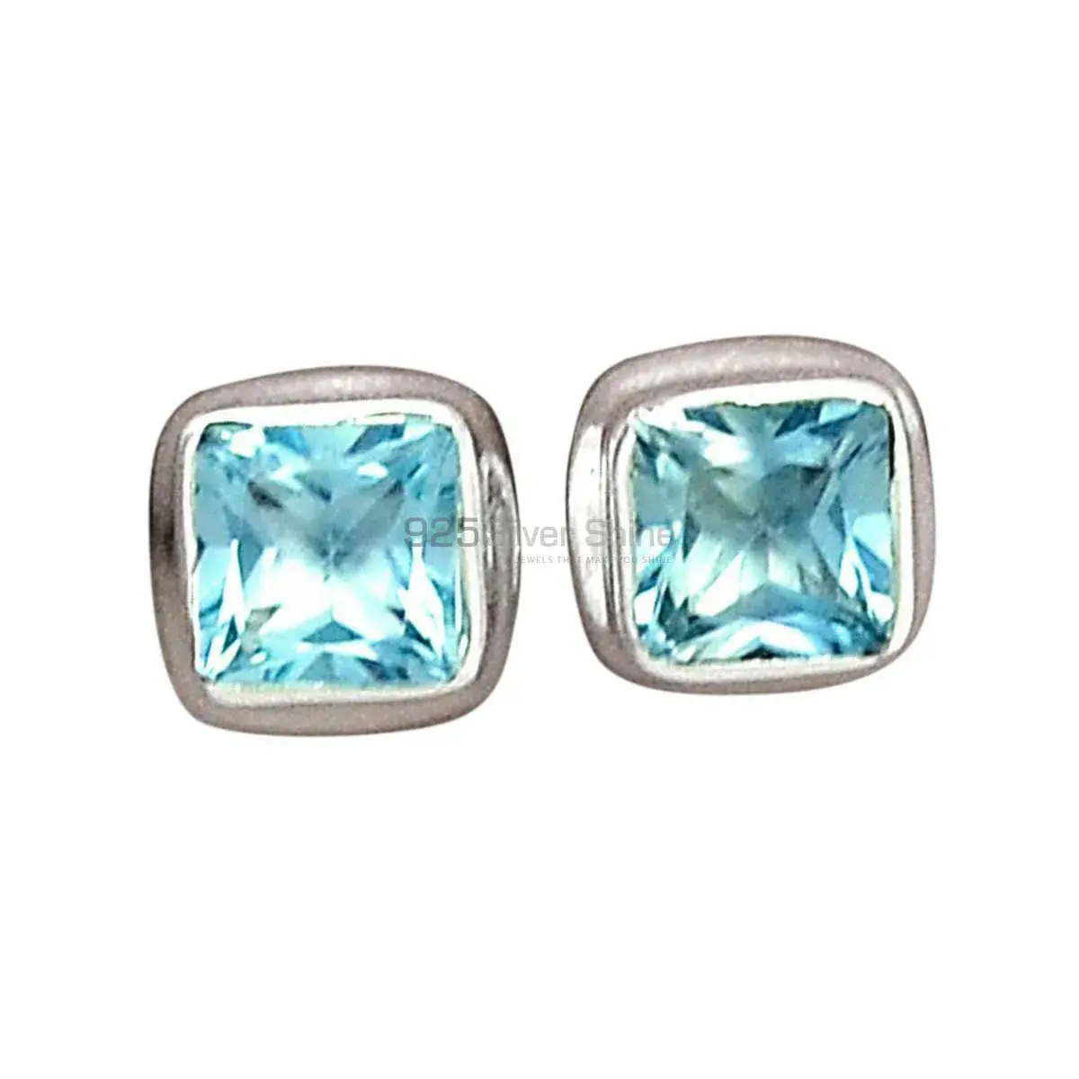 Wholesale 925 Sterling Silver Earrings In Genuine Blue Topaz Gemstone 925SE2761_4