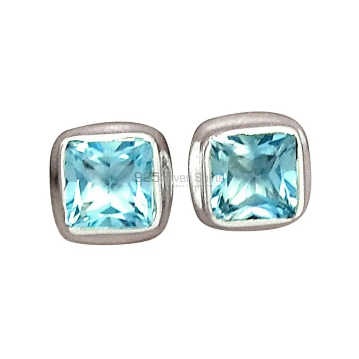 925 Sterling Silver Earrings In Genuine Blue Topaz Gemstone 925SE2761_5