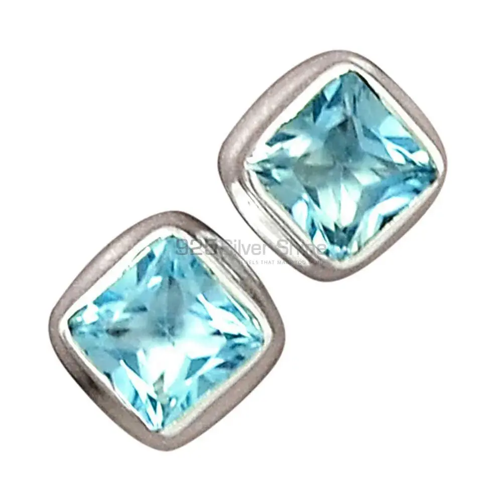 Wholesale 925 Sterling Silver Earrings In Genuine Blue Topaz Gemstone 925SE2761_5