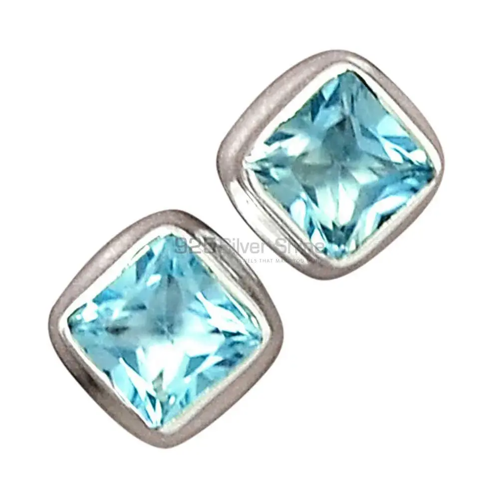 925 Sterling Silver Earrings In Genuine Blue Topaz Gemstone 925SE2761_6