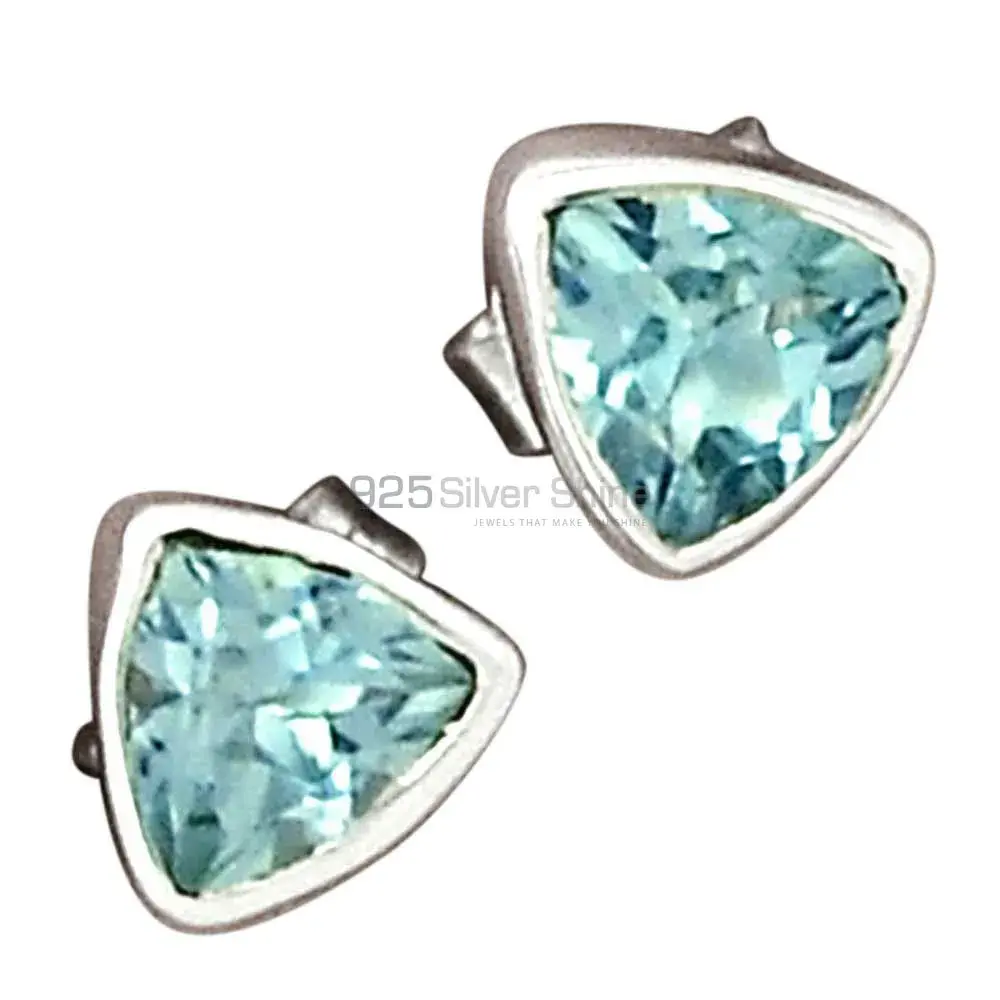925 Sterling Silver Earrings In Genuine Blue Topaz Gemstone 925SE2761_8