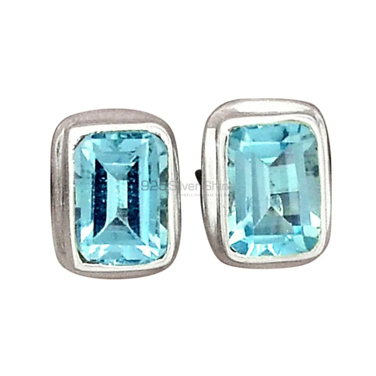 925 Sterling Silver Earrings In Genuine Blue Topaz Gemstone 925SE2761_9