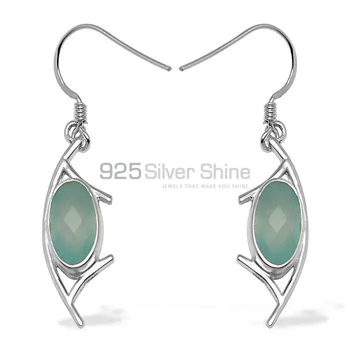 Wholesale 925 Sterling Silver Earrings In Genuine Chalcedony Gemstone 925SE793