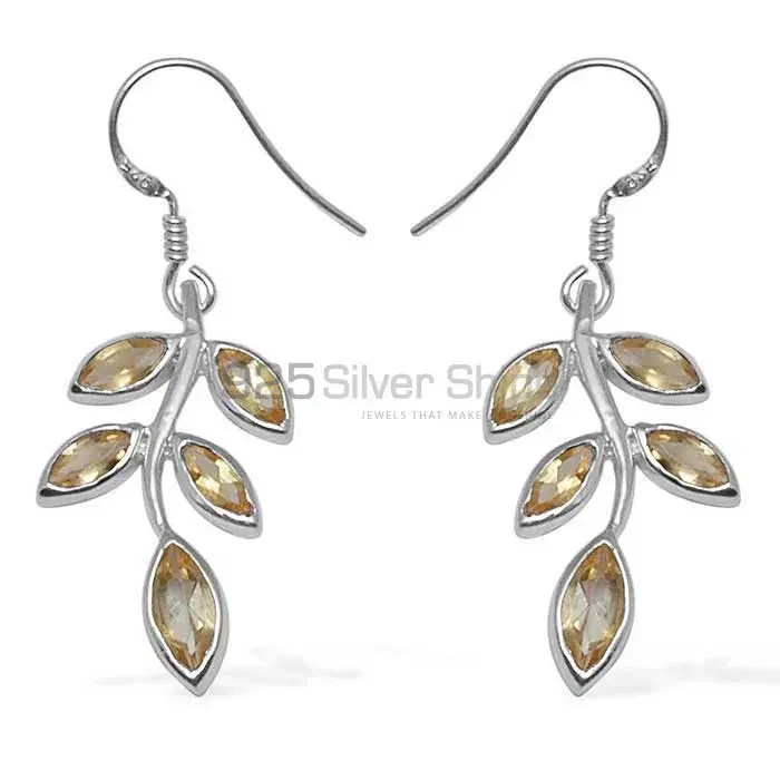 Wholesale 925 Sterling Silver Earrings In Genuine Citrine Gemstone 925SE714