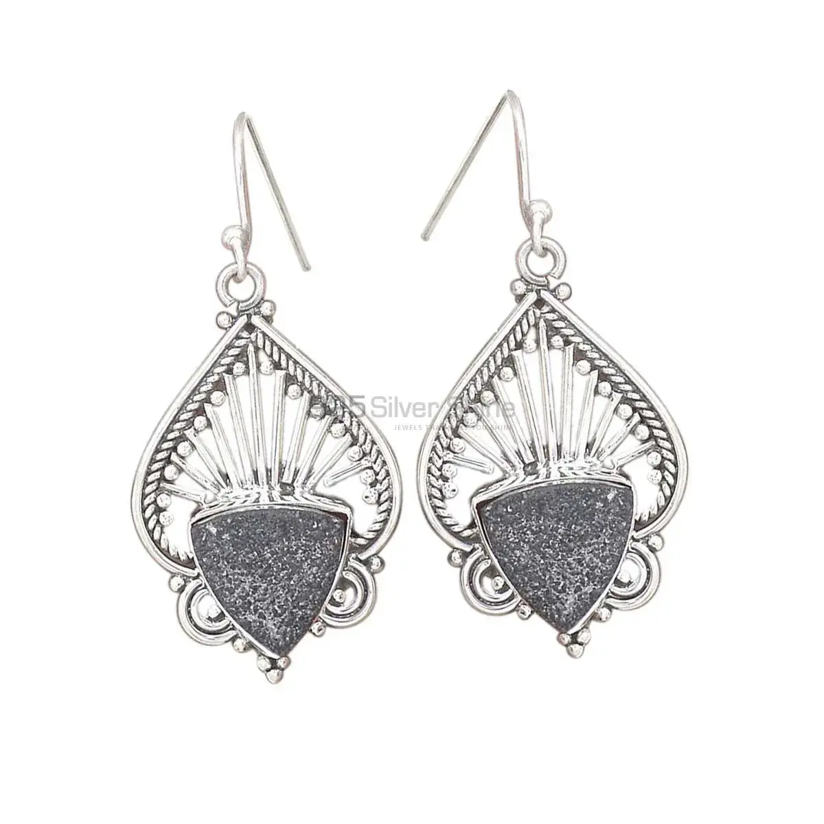 925 Sterling Silver Earrings In Genuine Druzy Gemstone 925SE2663_0